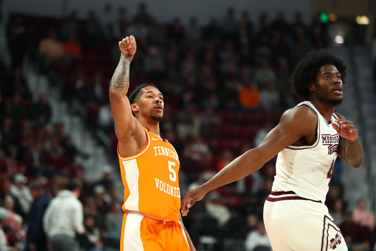 Tennessee Volunteers PG Zakai Zeigler during the loss to Mississippi State. (Photo courtesy of Tennessee Athletics)