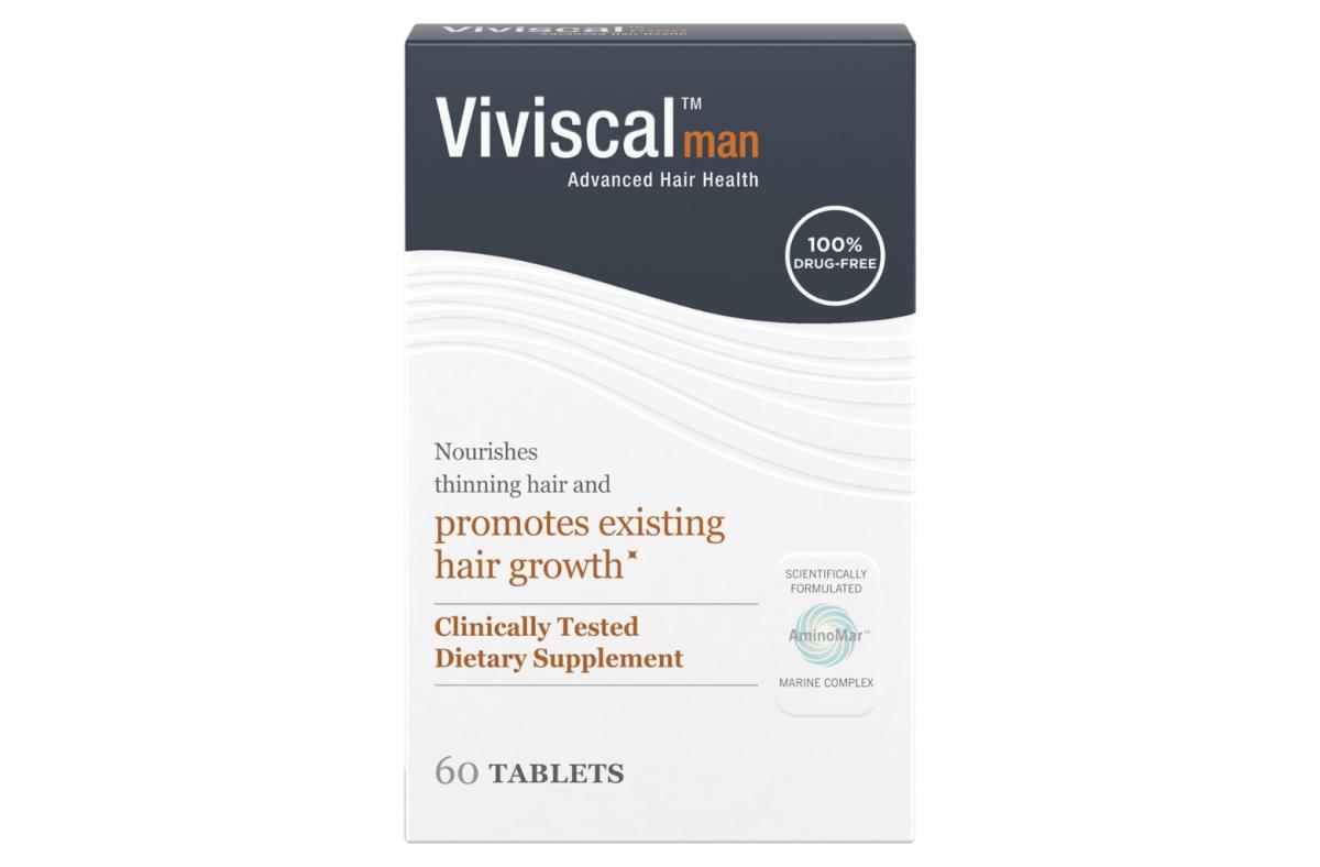 The Viviscal Man Hair Growth Supplement against a white background.