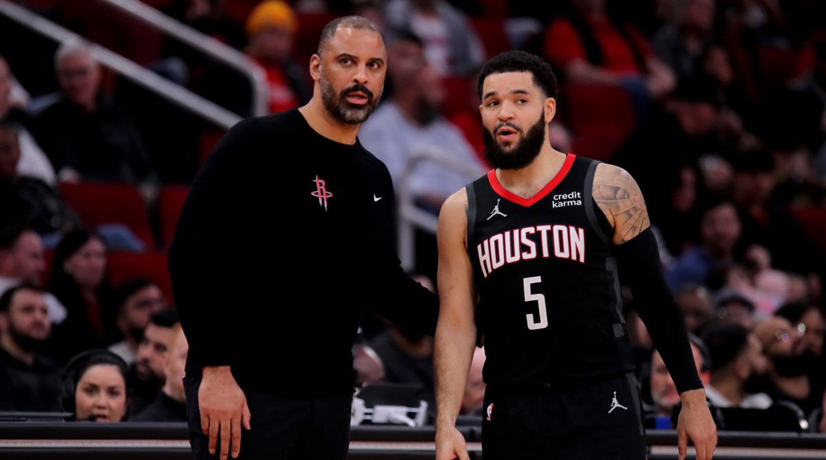 Houston Rockets head coach Ime Udoka and guard Fred VanVleet.