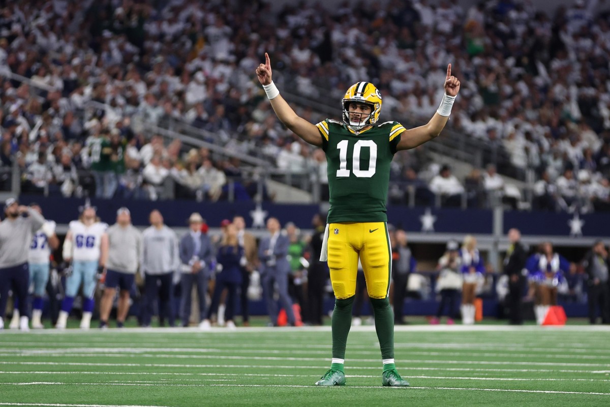 Packers quarterback Jordan Love was outstanding in Green Bay’s demolition of the Dallas Cowboys in Saturday’s wild-card game.