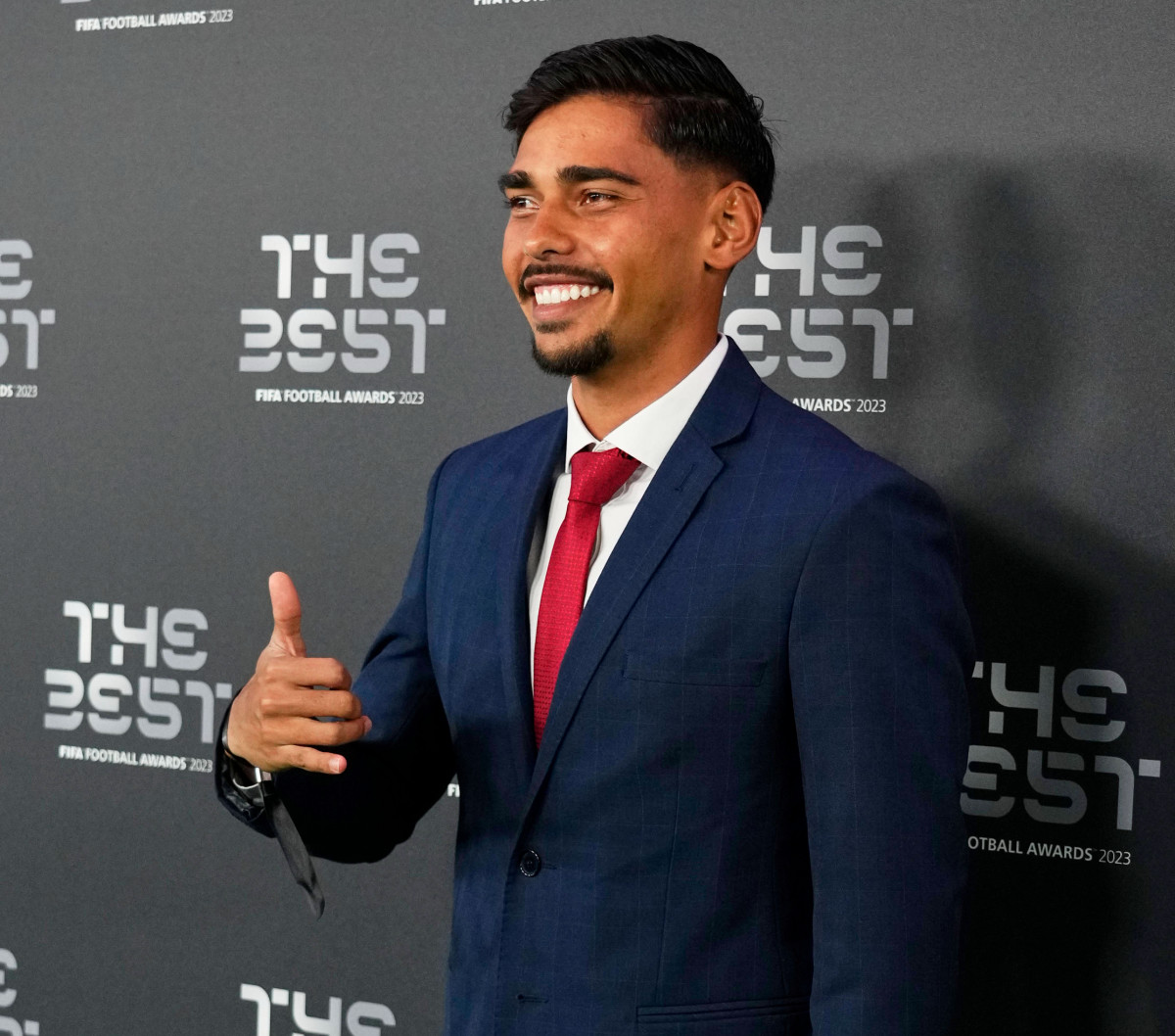Guilherme Madruga pictured at The Best FIFA Football Awards 2023 where he won the FIFA Puskas Award