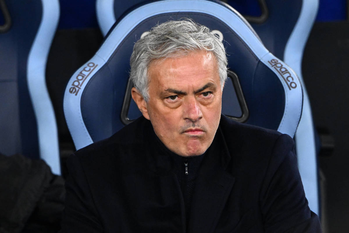 Manager Jose Mourinho pictured during Roma's 1-0 loss to rivals Lazio in January 2024