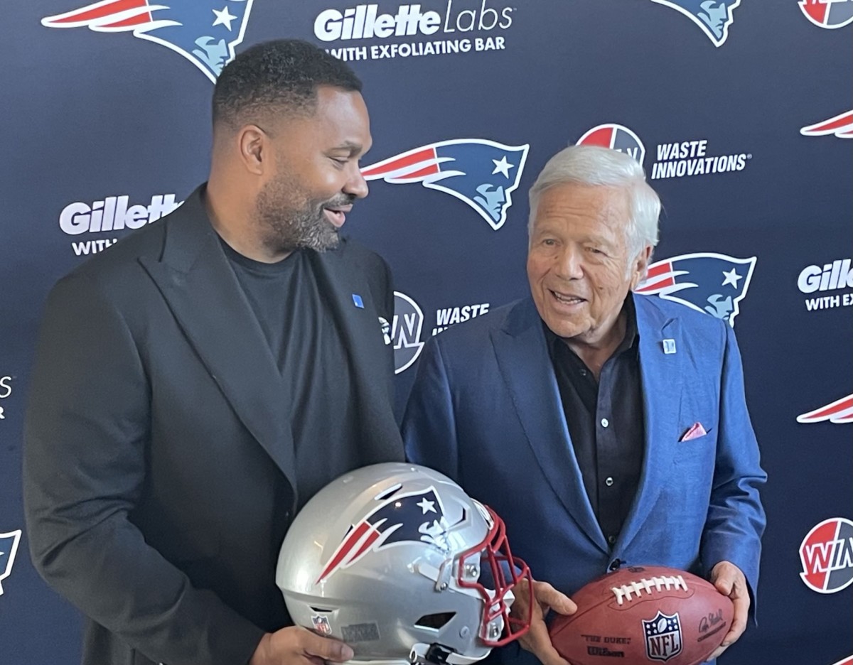 Jerod Mayo is introduced as New England Patriots head coach.