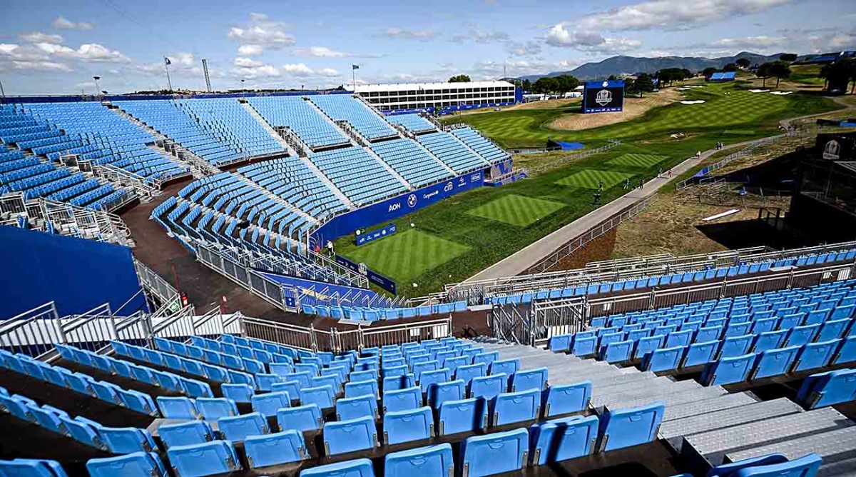 The first tee is pictured at Marco Simone in Rome, site of the 2023 Ryder Cup.