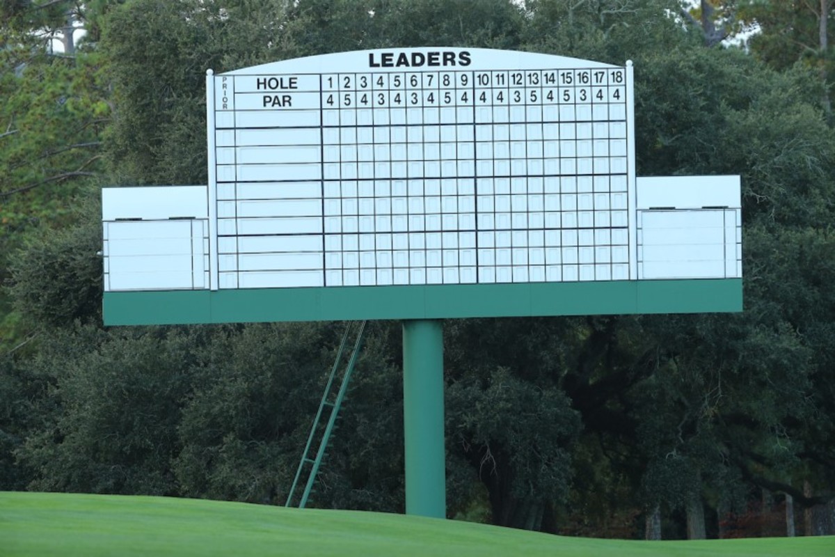 Manually operated scoreboards dot the grounds at Augusta National as a nod to a bygone era. 