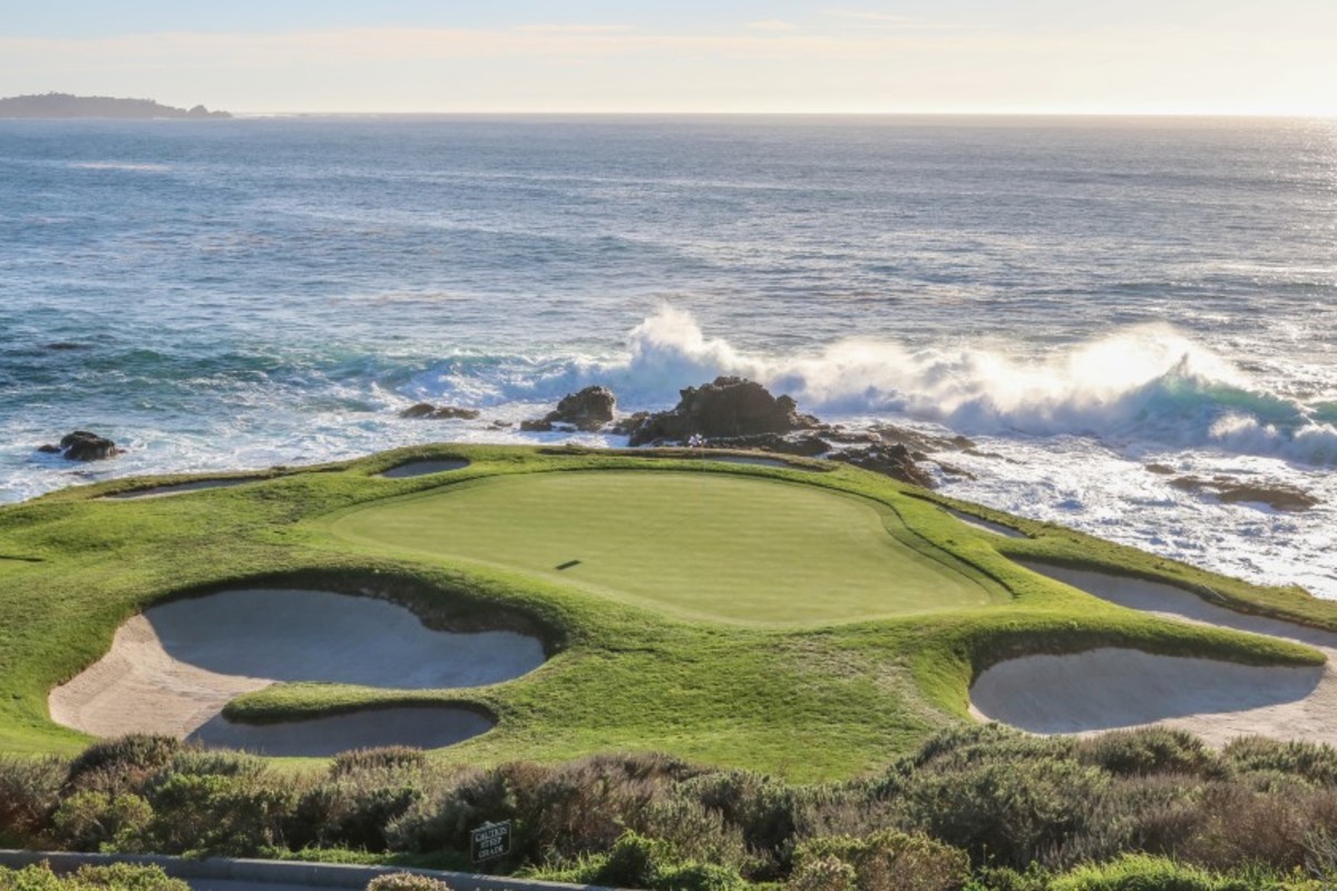Pebble Beach Golf Links' par-3 seventh hole may be short at just 106 yards, but a 40-foot drop from tee to green and the varied winds off Carmel Bay bolster the argument that this hole's brawn — and beauty — make it Pebble's signature hole.