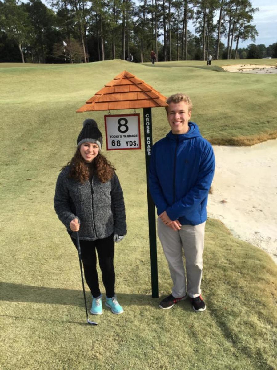 PHOTO BY WARD CLAYTON Siblings Monica and Will Clayton rediscover golf at The Cradle par-3 course at Pinehurst (N.C.) Resort.