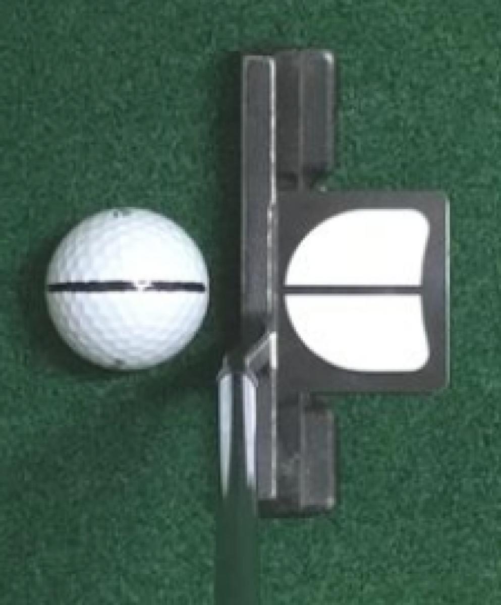 The Bullet Alignment, which adheres to the back of a putter, provides a visual aid to proper alignment.