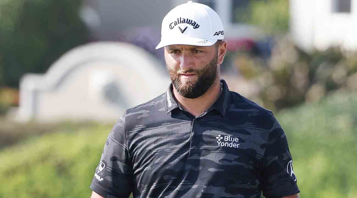 Jon Rahm looks at a putt in the second round of the 2023 Arnold Palmer Invitational.