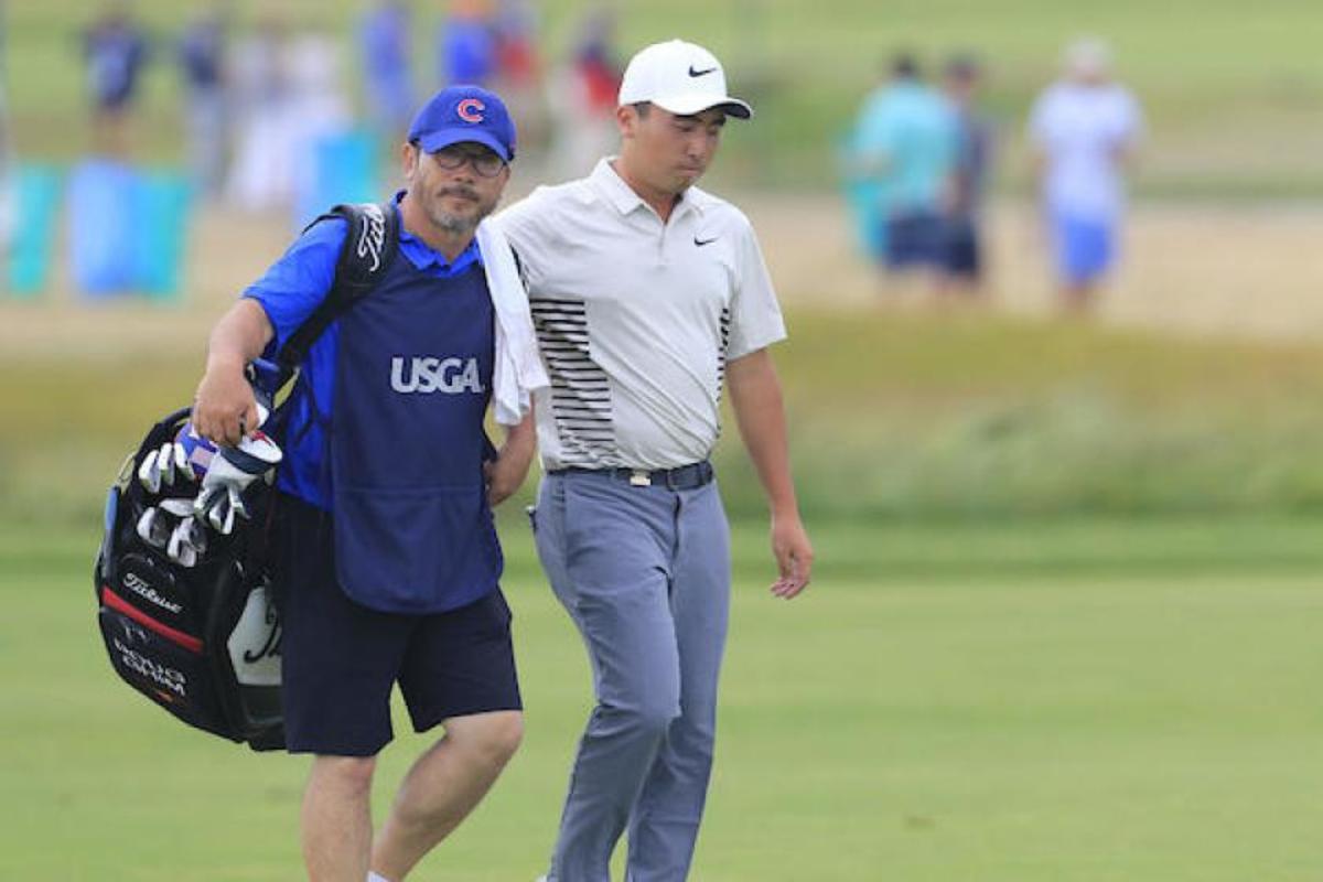Doug Ghim (right), with his father, Jeff, on the bag last week at the U.S. Open, helps lead the next generation of talent into professional golf at the Travelers Championship.