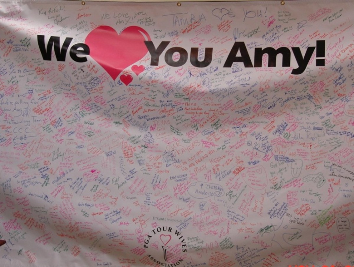 In 2009, after Phil Mickelson's wife Amy was diagnosed with breast cancer and undergoing treatment, fans and players signed a banner of support that was placed behind the 18th green at that year's Crowne Plaza Invitational at Colonial. Mickelson, the reigning champion, did not play that year.