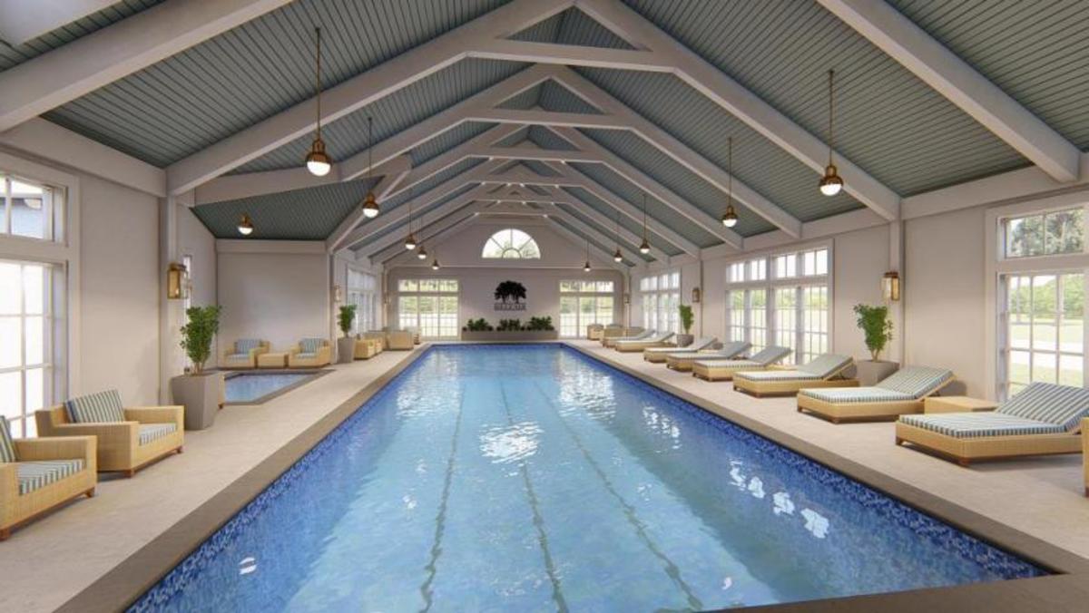 An artist's rendering of the new indoor pool, which is part of Belfair's new fitness center.