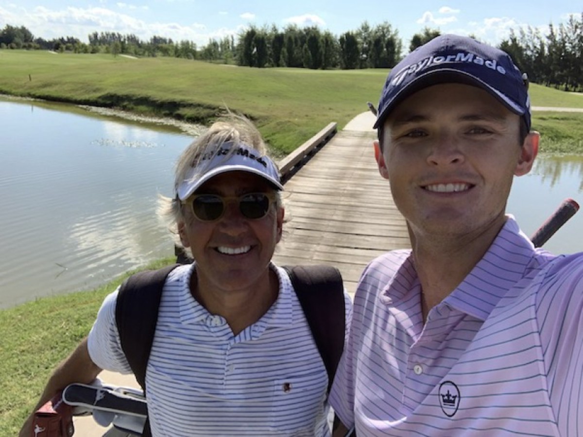 Seth Waugh (left) and son Clancy go to great lengths for Clancy to secure a key initial step on the ladder of professional golf.