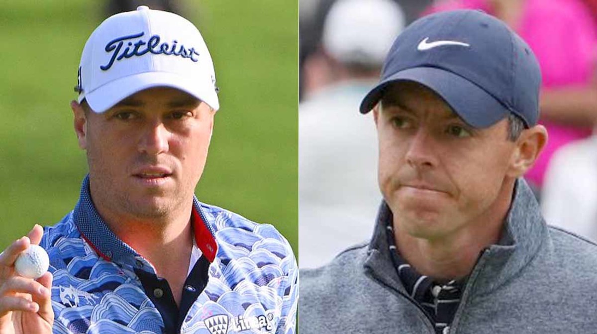 Justin Thomas and Rory McIlroy are pictured at the 2022 PGA Championship.
