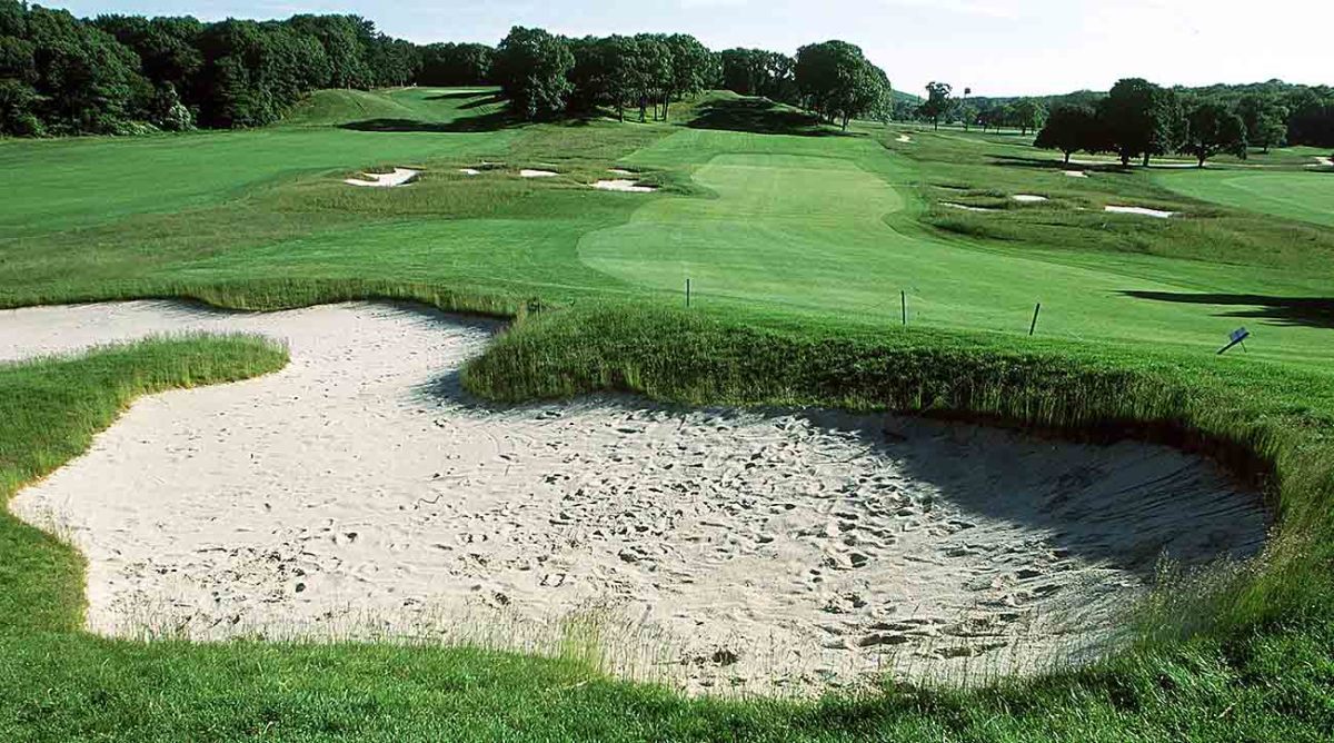 A bunker is pictured at Bethpage Black golf course.