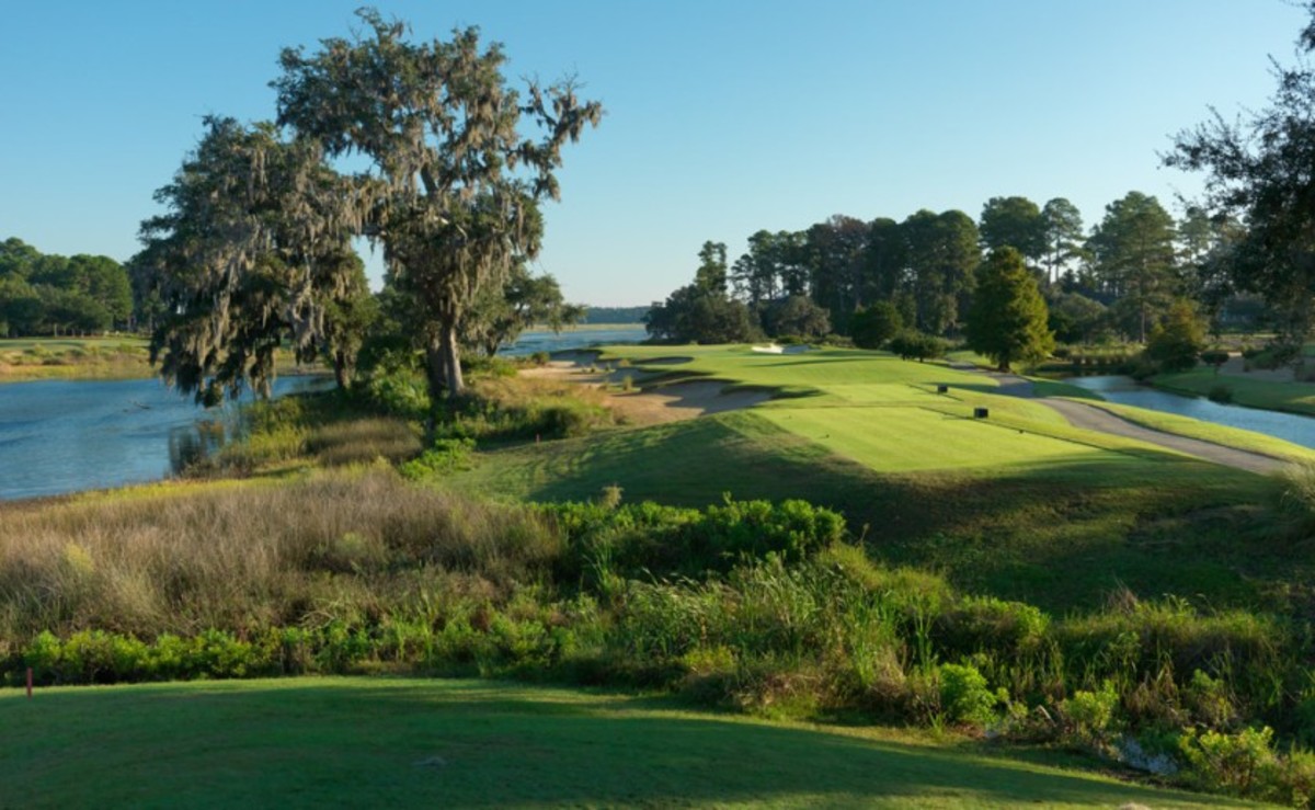 Belfair, a private residential community in Bluffton, S.C., features two 18-hole, Tom Fazio-designed courses, the East (hole No. 14 shown) and West.