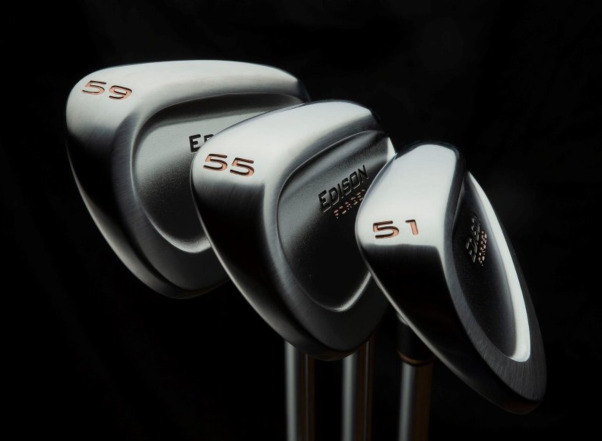 A set of the Edison Forged wedges, ranging in loft from 51 to 59 degrees.