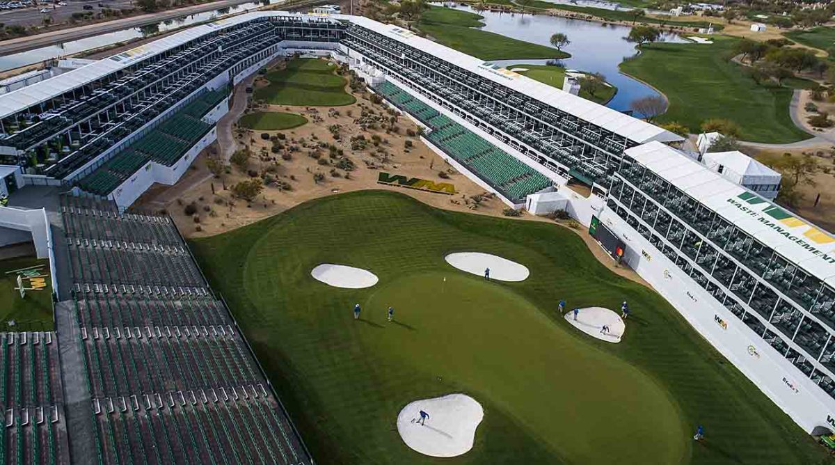 TPC Scottsdale's 16th hole before play at the WM Phoenix Open.