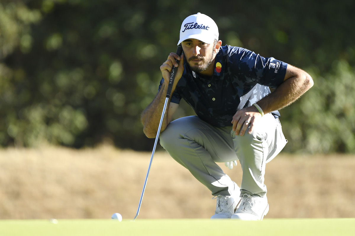 Max Homa looks over a putt at the 2021 Genesis Invitational.