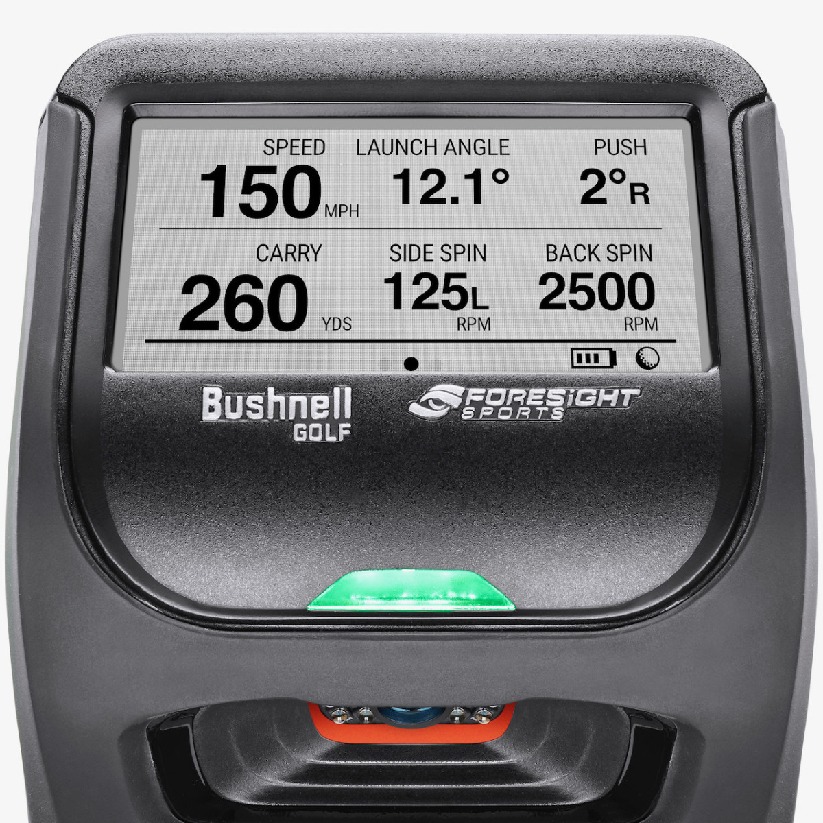 The screen of the Bushnell Golf Launch Pro monitor