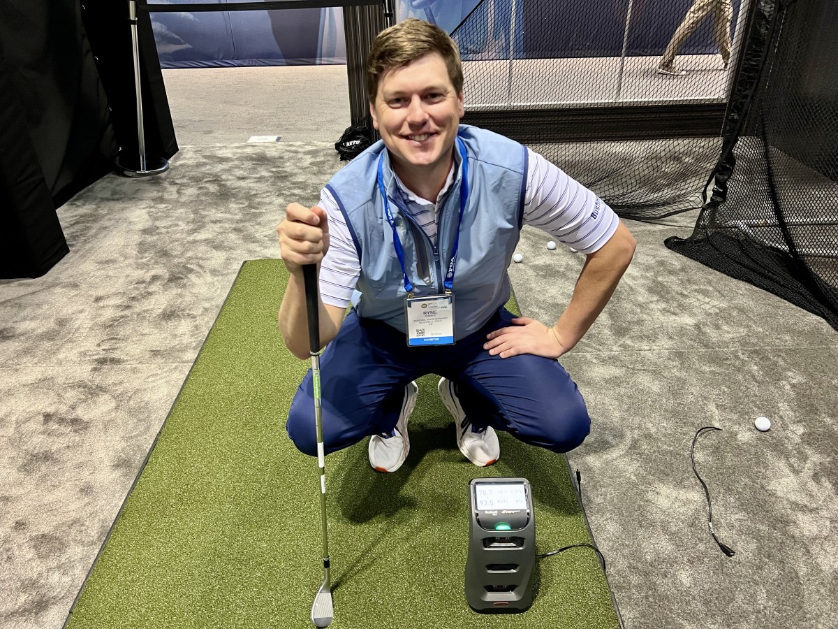 Ryne Fisher of Bushnell Golf is pictured with the Launch Pro monitor