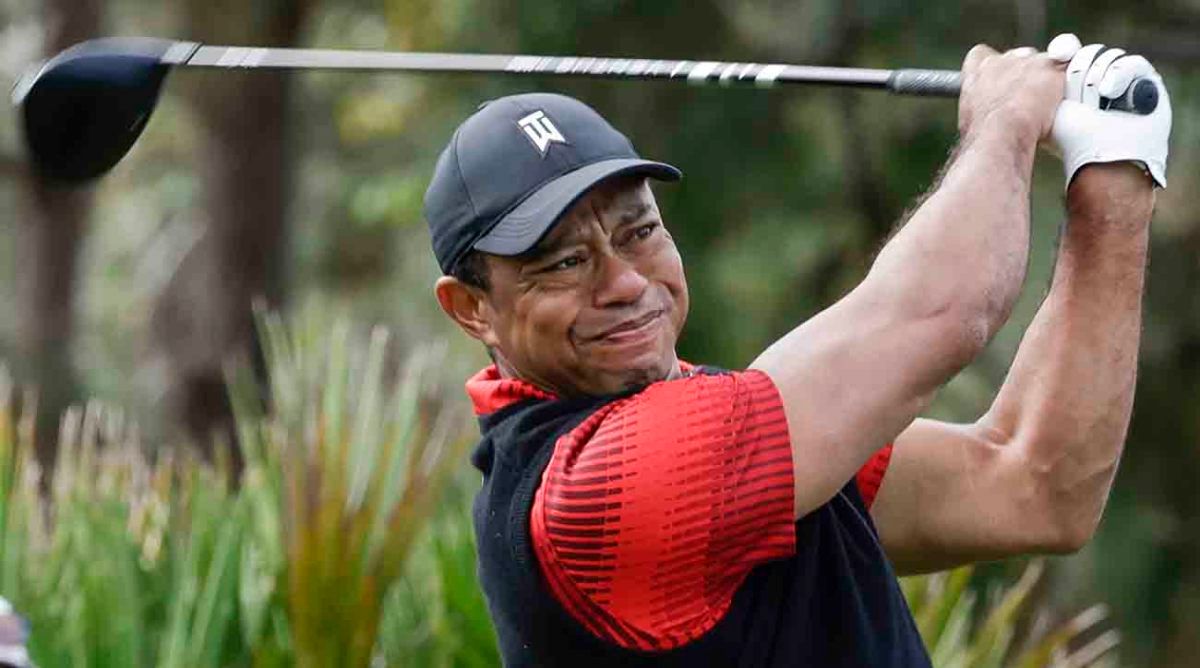 Tiger Woods is pictured at the 2022 PNC Championship.