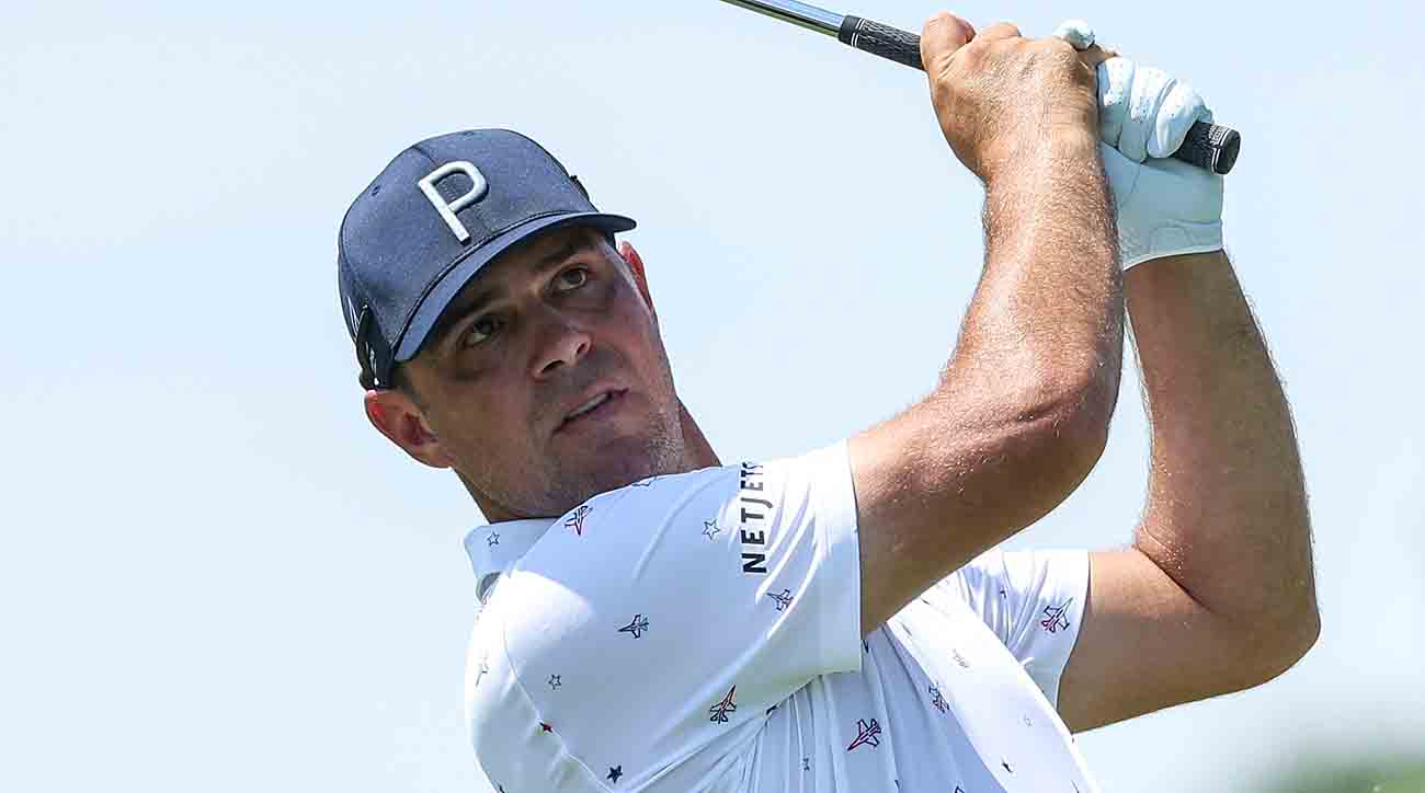 Gary Woodland hits his tee shot during the first round of the 2023 3M Open in Minnesota.