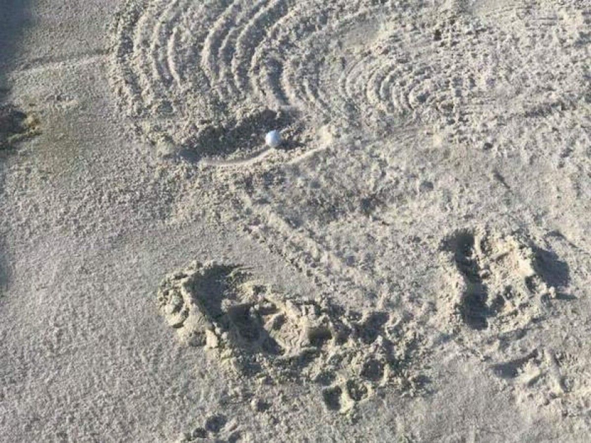 An inconsiderate golfer leaves his mark on a course, compounding the hazard for players to follow.