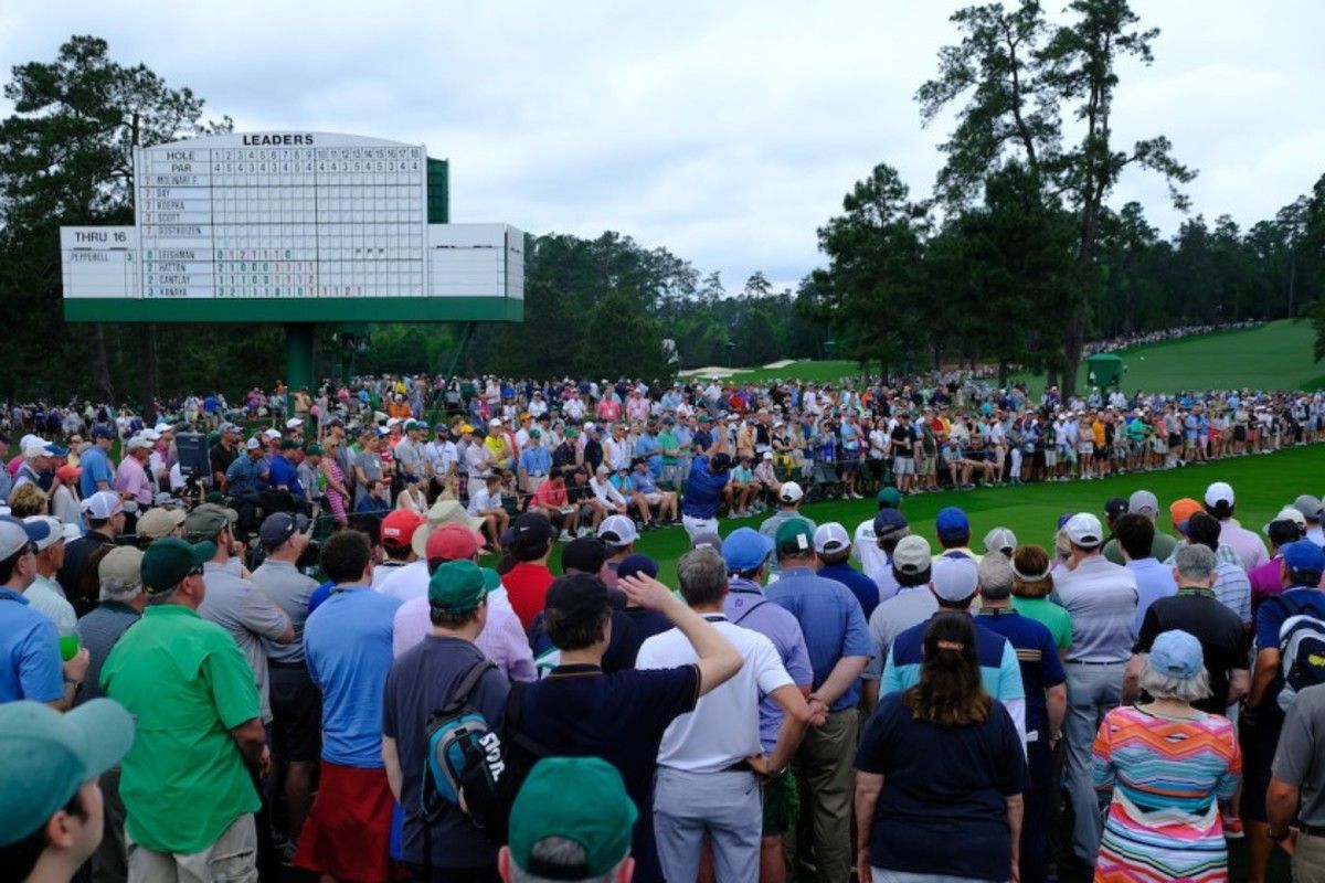 Masters fans ring a tee at Augusta National at one of the best-attended golf tournaments every year. 