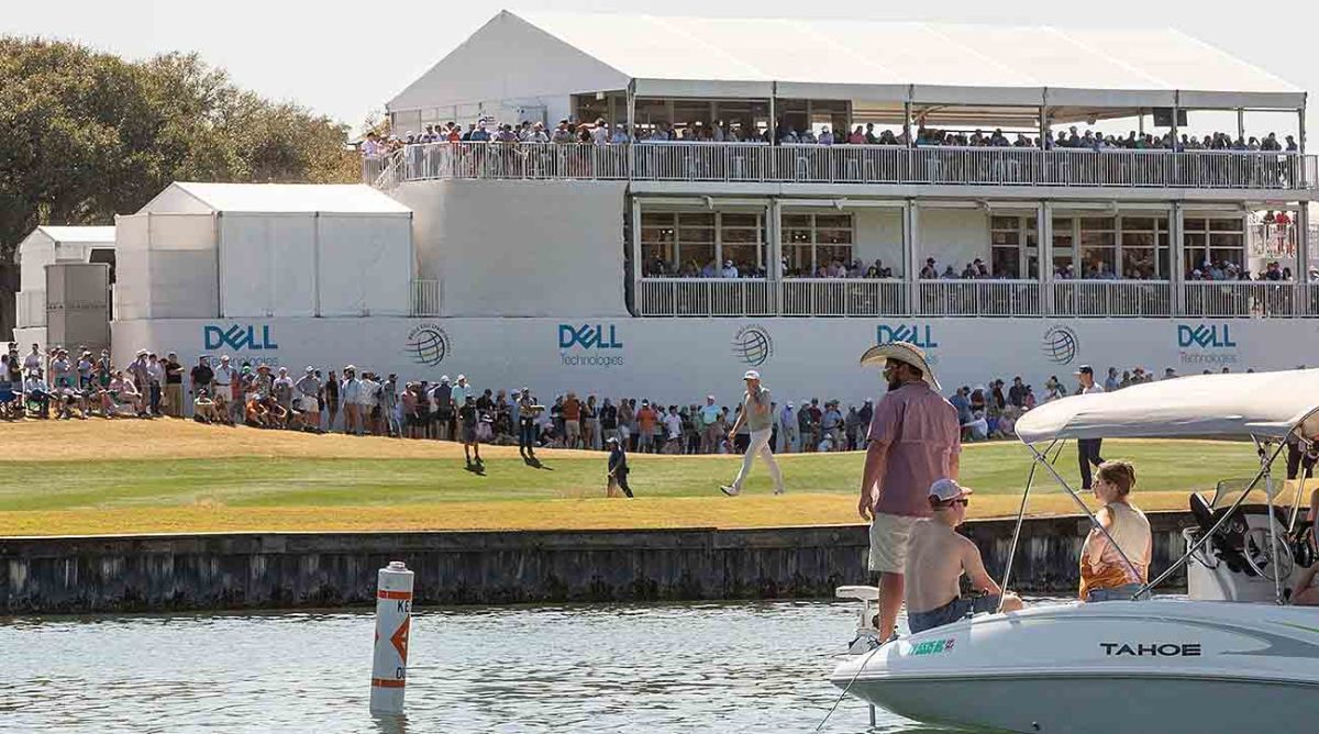 Fans look on from a boat at the 2022 WGC-Dell Technologies Match Play.