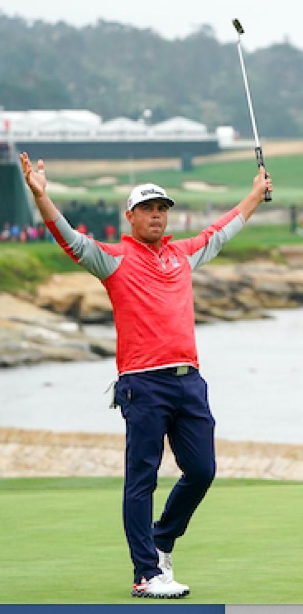 Gary Woodland acknowledges the cheers for his 1st major championship, the 119th U.S. Open.