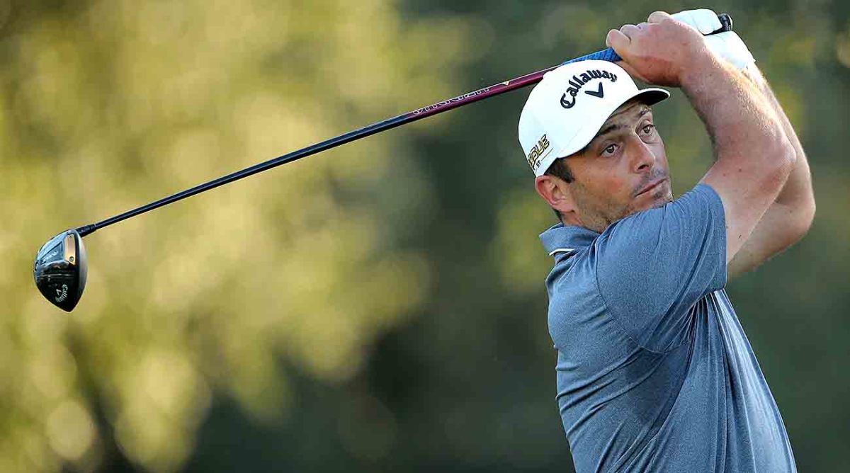 Francesco Molinari hits a tee shot at the 2022 Cadence Bank Houston Open.