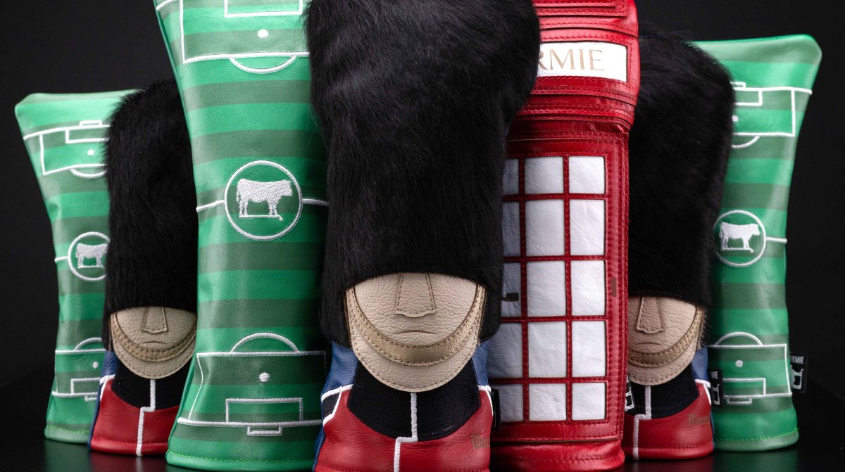 Domie's British Open-themed headcovers.