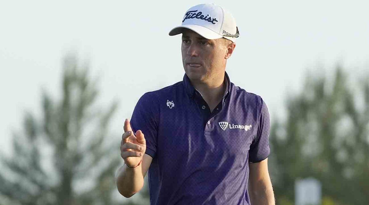 Justin Thomas is pictured at the 2023 Hero World Challenge at the Albany Golf Club in New Providence, Bahamas.