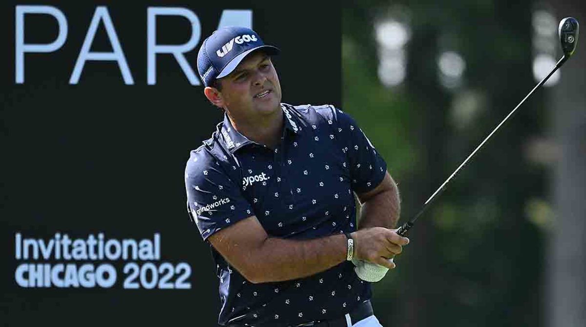 Patrick Reed is pictured in the first round of the LIV Golf Invitational Series outside Chicago.