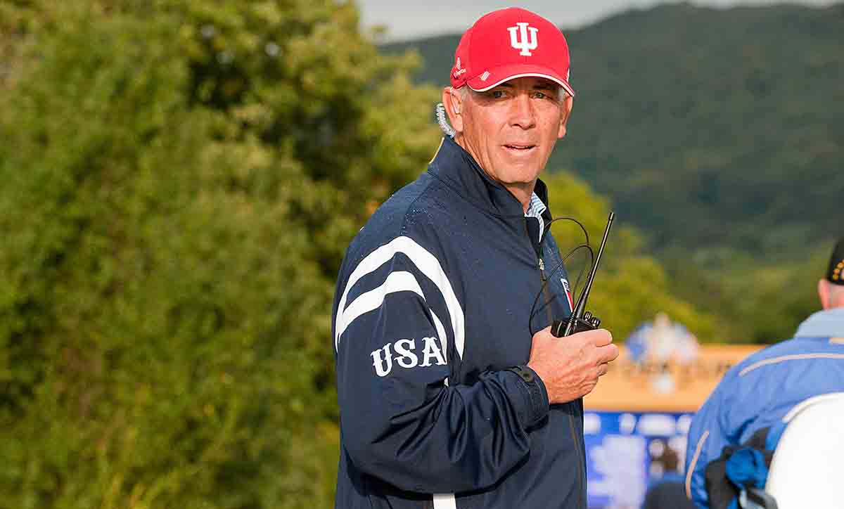 Assistant Captain Tom Lehman during a practice round at the 2010 Ryder Cup in Wales.