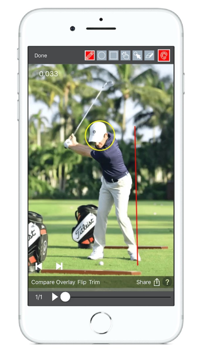 The V1 Golf app is the next best thing to having in-person instruction. A golfer can record a swing, upload it to the V1 platform and then have the swing analyzed and commented on by a teaching professional.