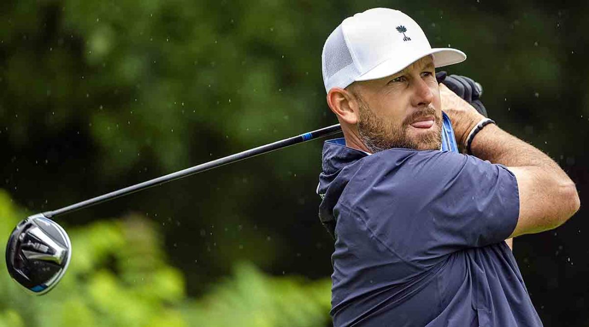 Scott Brown watches a drive at the 2021 John Deere Classic.
