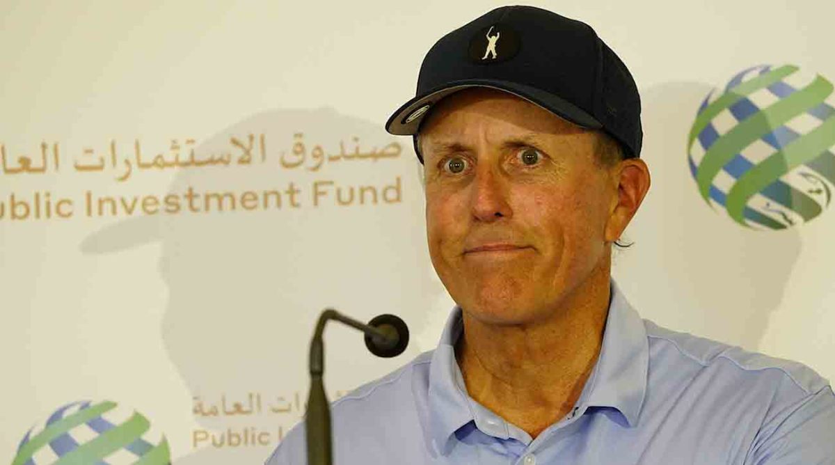 Phil Mickelson is pictured at the Saudi International on Tuesday, Jan. 31.