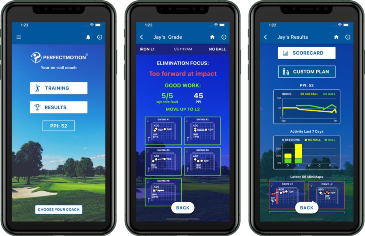 The PerfectMotion app uses AI-backed programing to analyze the body's movement using a number of data points that are critiqued by a PerfectMotion instructor, including former PGA Tour player Chip Beck.