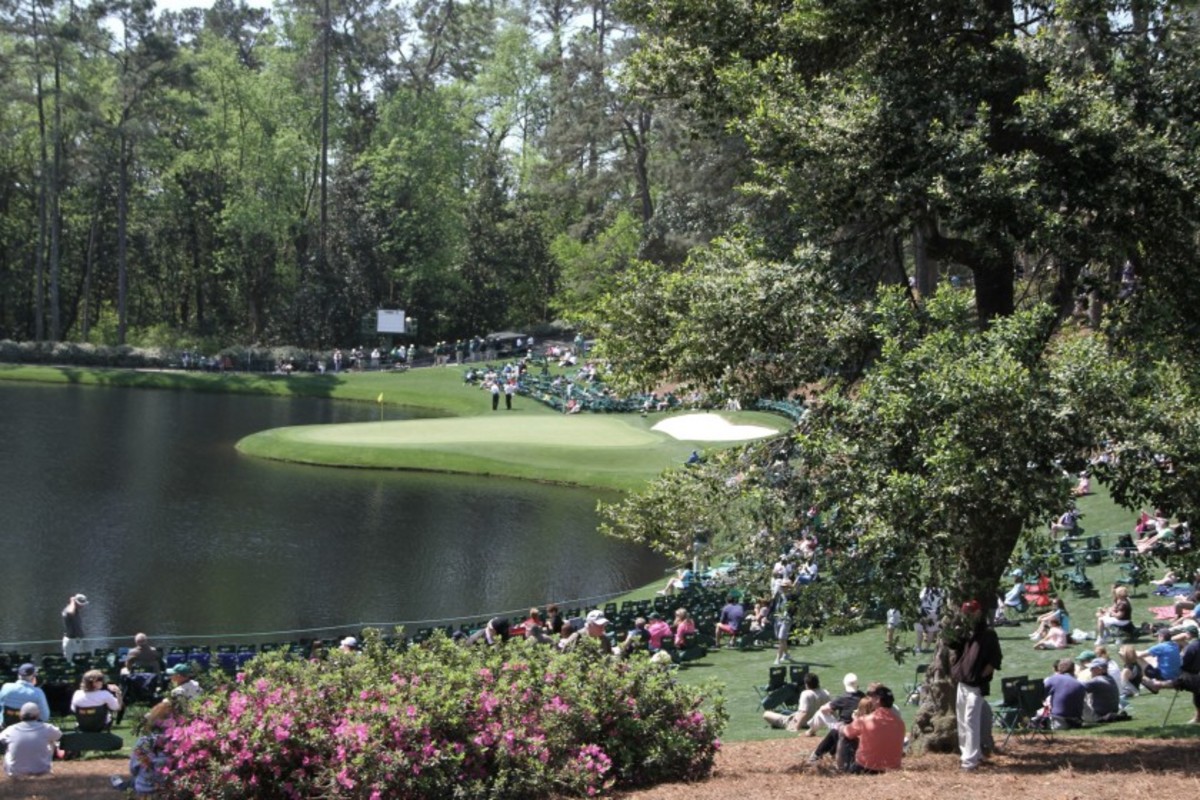 Augusta National Golf Club's ninth hole on the Par-3 Course was one of two that course architect Tom Fazio designed in 1986 and that are played over Ike's Pond. 