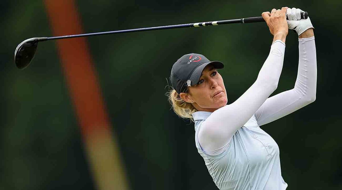 Jaye Marie Green watches a shot at the 2022 KPMG Women's PGA Championship.
