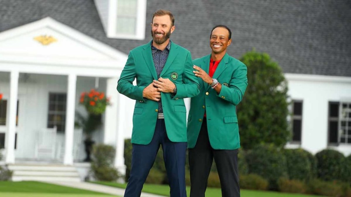 The celebration after the final round of the Masters was limited because of the pandemic, but Dustin Johnson did receive his new jacket courtesy of 2019 champion Tiger Woods. 