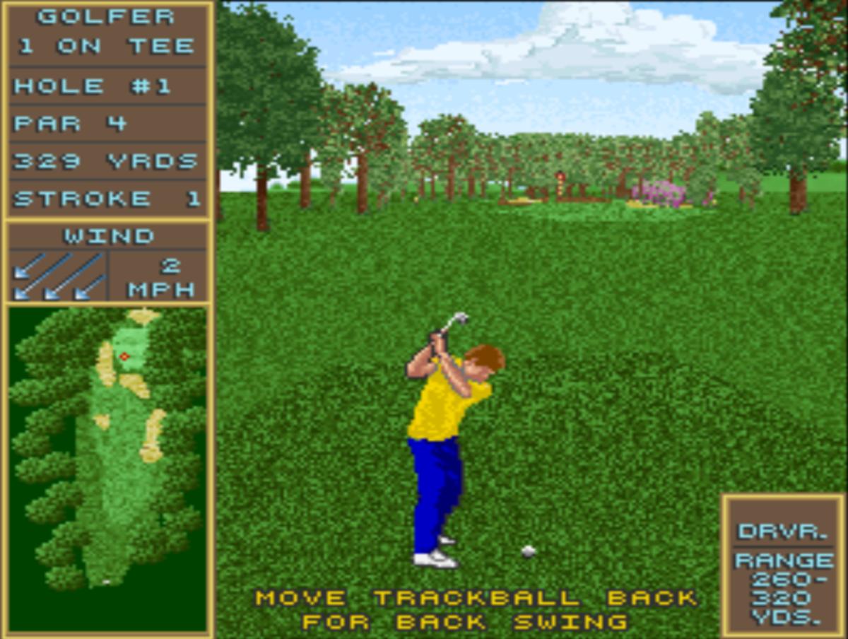 A screen shot of how Golden Tee Golf looked in its 1989 debut.  