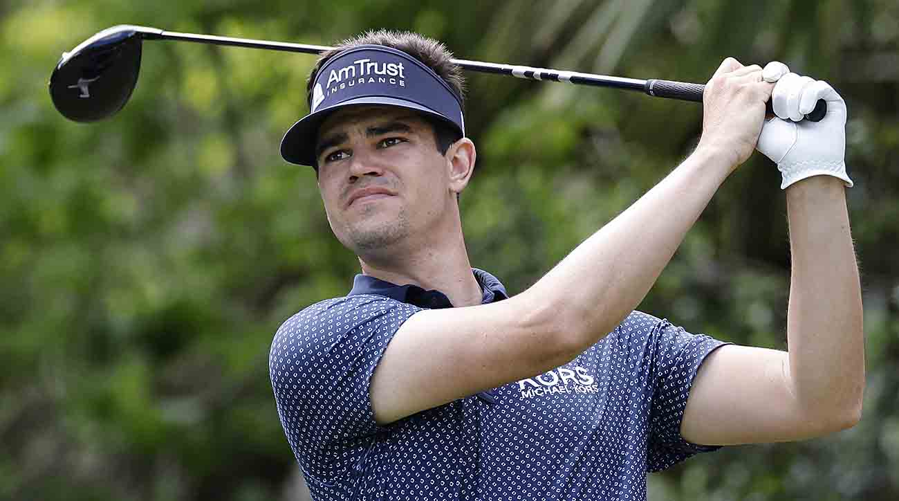 Beau Hossler hits a drive at the 5th hole during the first round of the 2023 Players Championship in Ponte Vedra Beach, Fla.