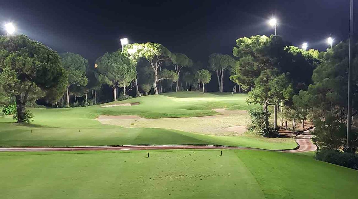 Lights on for night golf at the Maxx Royal Montgomerie course in Turkey.