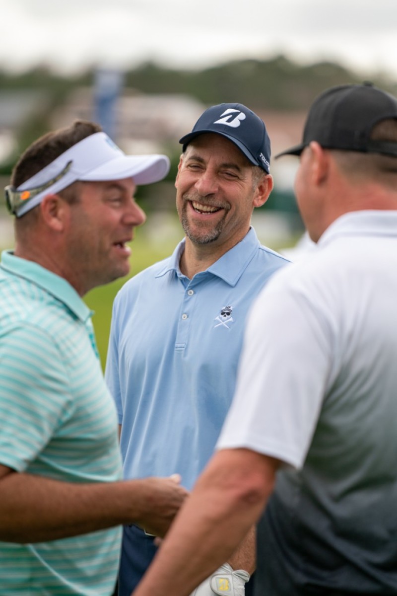 John Smoltz (center) yuks it up with Mike Flaskey (left), the chief executive officer of Diamond Resorts, and baseball’s Roger Clemens. 