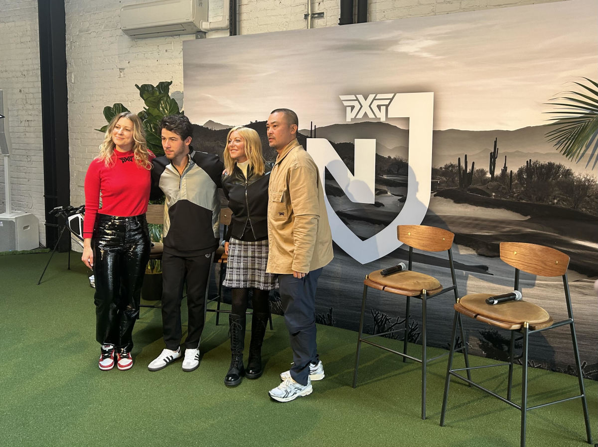 Jonas poses with Renee Parsons, Ray Maté, and panel host Courtney Kenefick of Hypebeast.