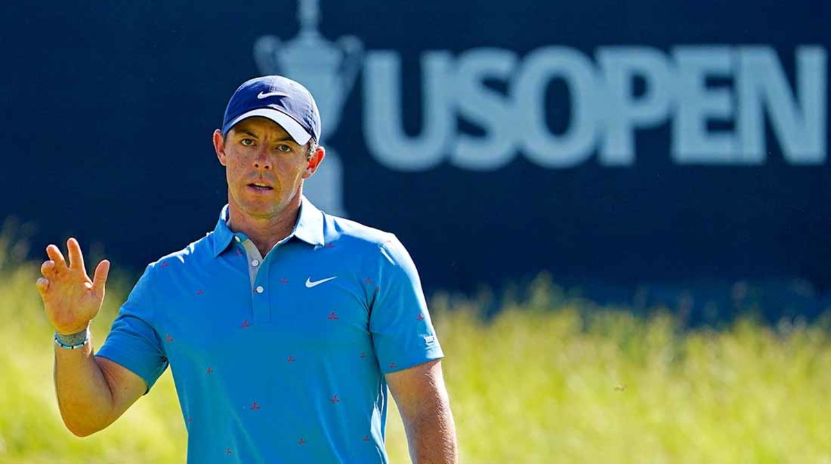 Rory McIlroy waves to the crowd on Friday at the 2022 U.S. Open.
