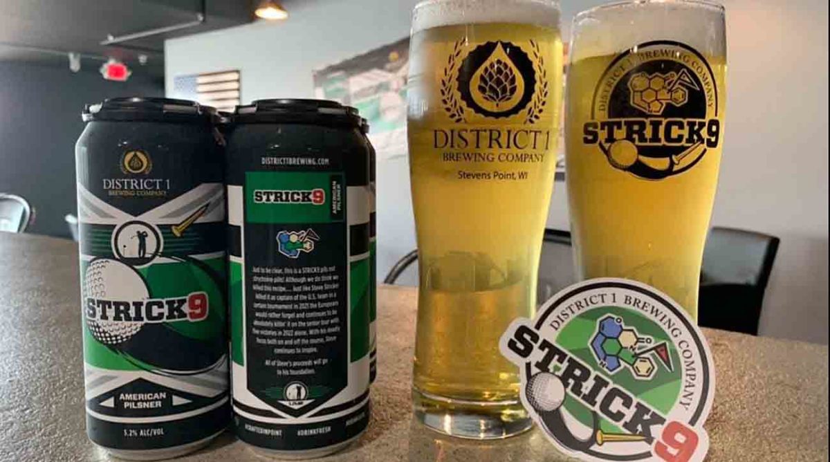 Steve Stricker's new beer, "Strick9", from Stevens Point, Wisconsin's District 1 Brewing.